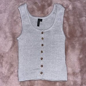 Grey button up stretch tank top! Women’s small with adjustable buttons! :)